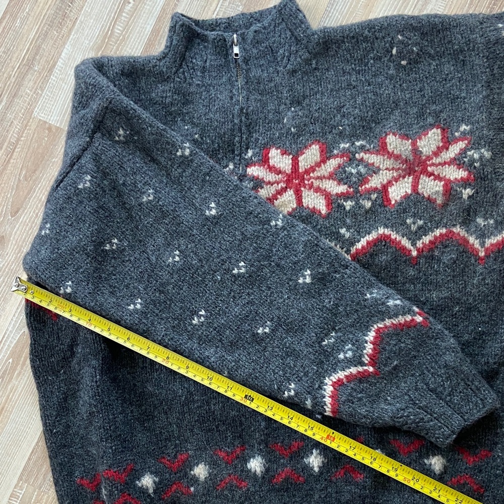 Gray Nordic Pattern Women’s 100% Wool Knit Sweater - Picture 6 of 9